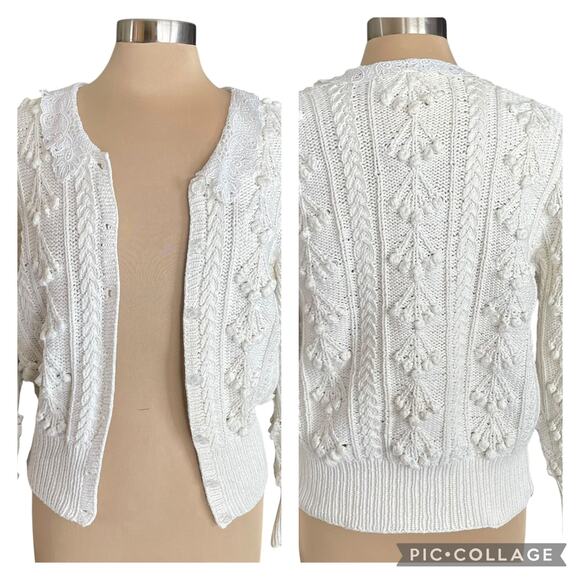 SSG Catharine Lover VTG Cotton Bobble Knit Sweater Cream MED Cottage GrannyCore - Picture 1 of 10